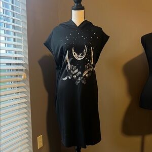 Givenchy Black Hooded Dress with Red Graphic